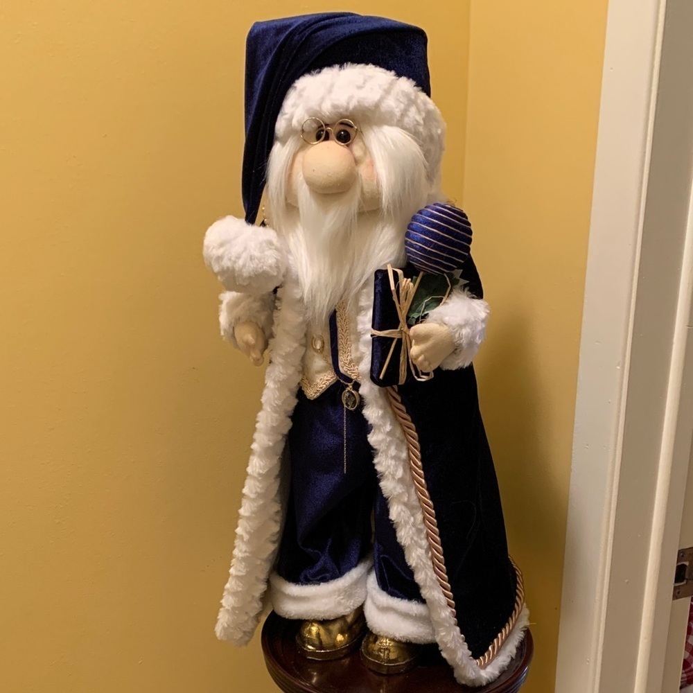 Sir Blue Velvet Santa Figurine